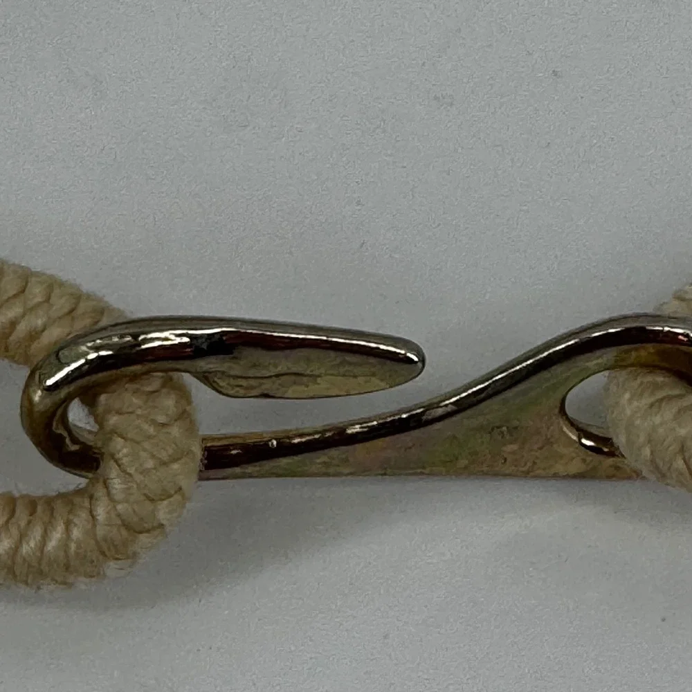 Vintage Braided Rope Belt Cream Gold Pearl Medallion 32